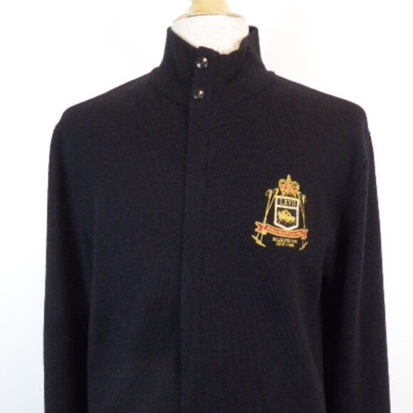 POLO RALPH CREST WOOL ZIP CARDIGAN SWEATER Jacket L  mock neck - Picture 1 of 12